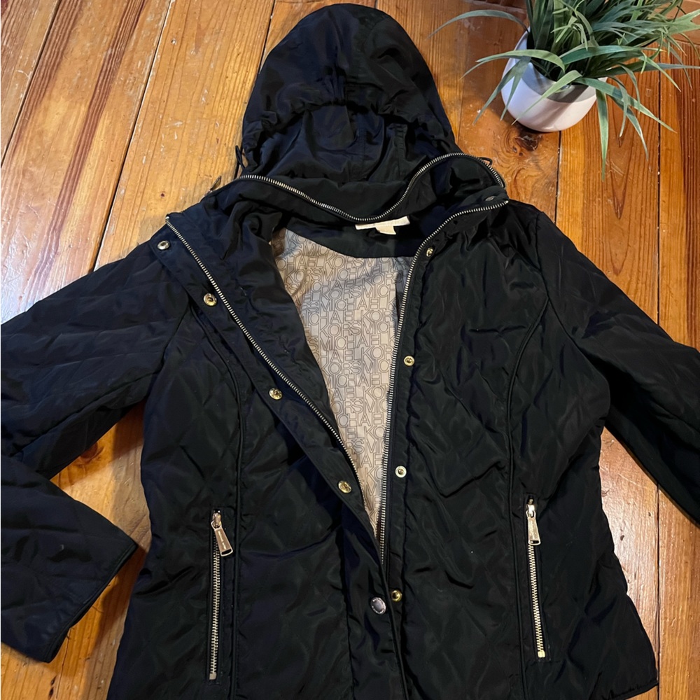 Michael Kors quilt pattern coat or jacket with optional hood